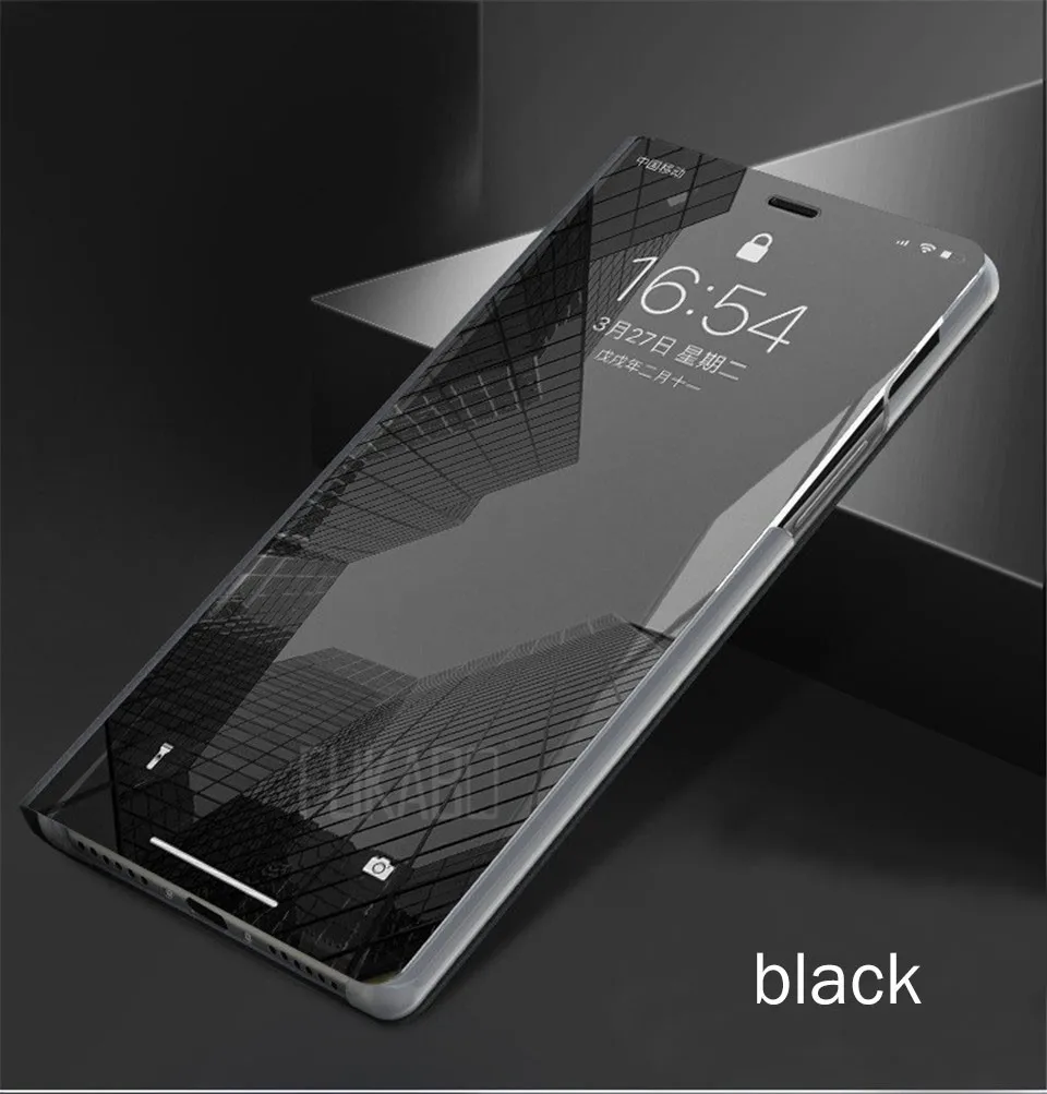Black Умный зеркальный чехол для телефона Apple iPhone XS X 7 Plus 8 6S 6 Plus защитный чехол для iPhone X XS 7 8 6 s 6 поддержка откидной крышки - Цвет: Black
