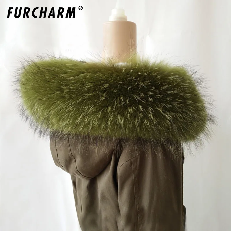 2019 новый большой Размеры 100% из натурального енота меховой воротник шарф для