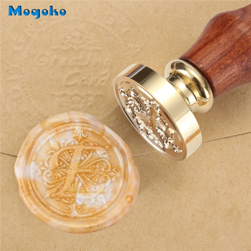 Mogoko 1x винтажная деревянная ручка Ирисы буквы Алфавит воск значок печать воск 26 букв A-Z Скрапбукинг Декор