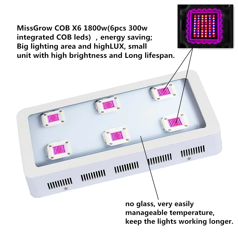 LAITEPAKE X6 1800 Вт COB LED Grow Light Kit Полный спектр 410-730nm для комнатного выращивания растений