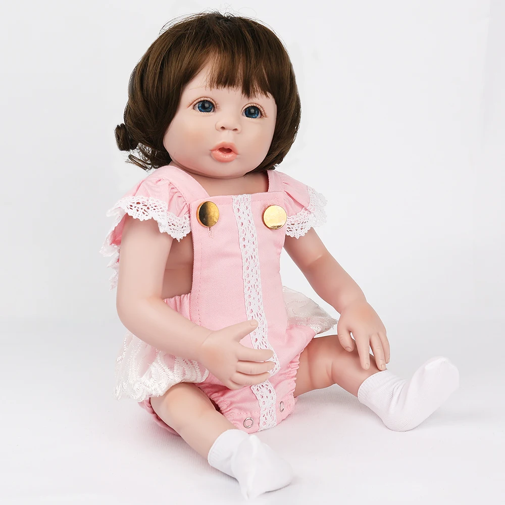 NPKDOLL Reborn Baby Doll 19 дюймов коричневые волосы парики полностью Мягкие силиконовые