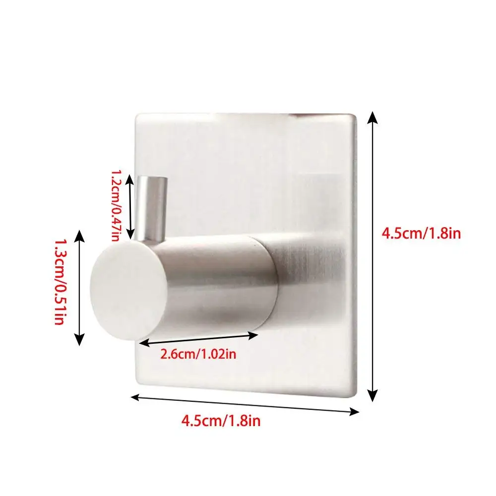 4Pcs Stainless Steel 3M Self Adhesive Hooks Sticky Wall Door Hook Robe Tea Towel Rustproof Rack Clothes Coat Hanger | Дом и сад
