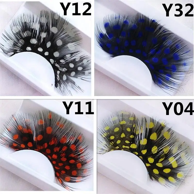 1 пара ресницы с синими перьями для макияжа Y32|fake eyelashes halloween|exaggeration eyelashfake |