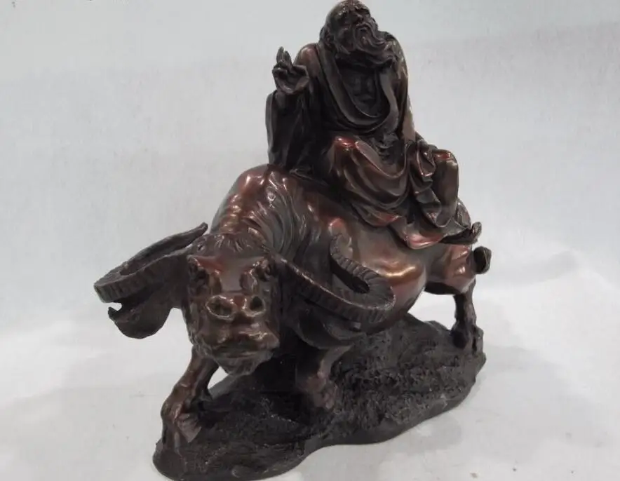 China Red Copper Famous Confucian Lao Zi on Buffalo Ox Bull Wealth Oxen Statue | Дом и сад