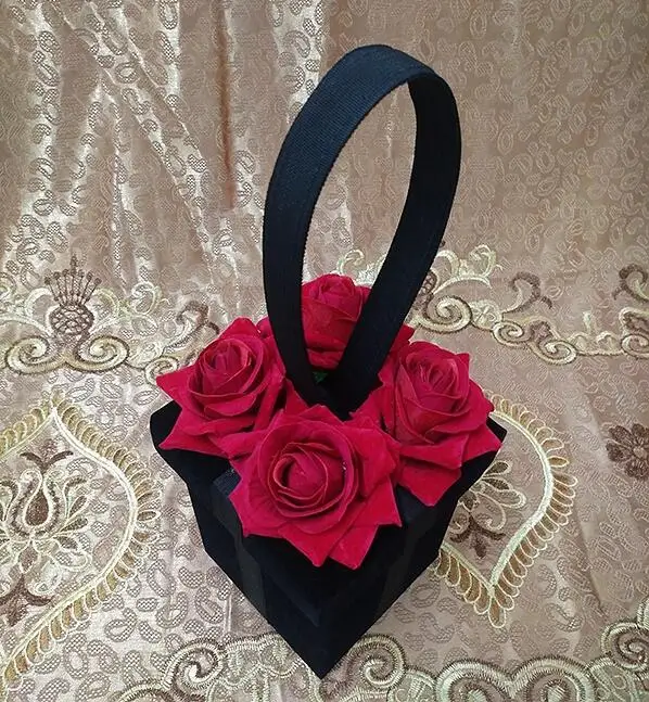 red Новая Роза коробка Сумочка Женская мода вместительная мини-сумка Вечеринка Сумка-клатч невесты свадебные женские сумки винтажный кошелек - Цвет: red