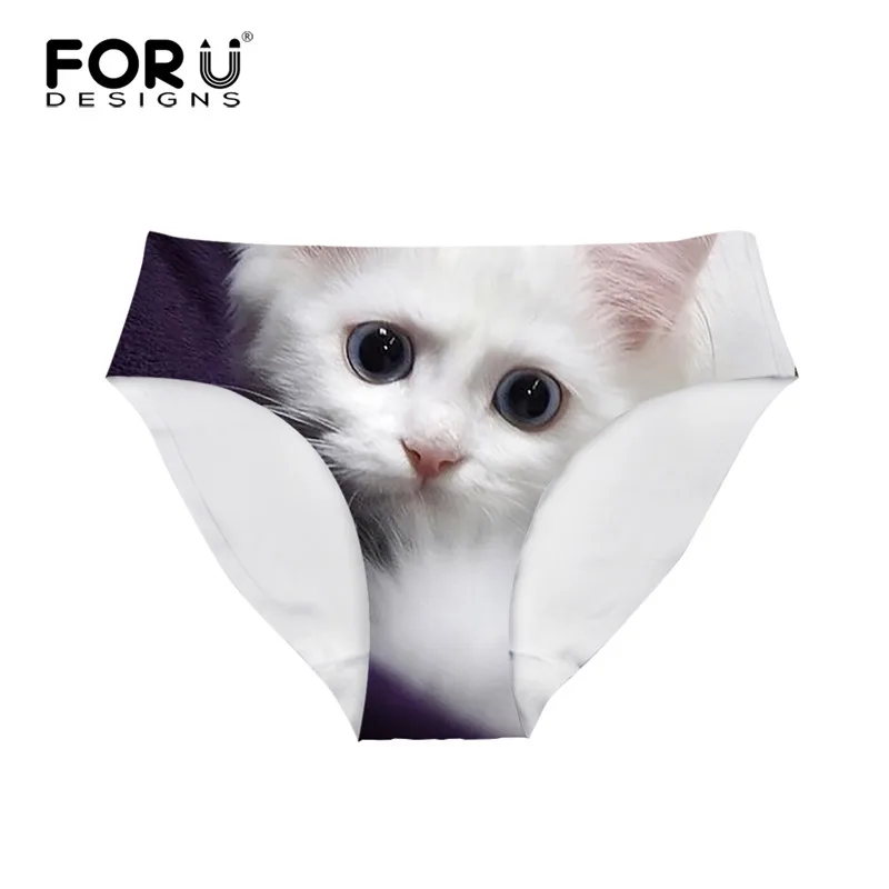 Женские ультратонкие бесшовные трусики forujeans удобные дышащие с 3D принтом кошки