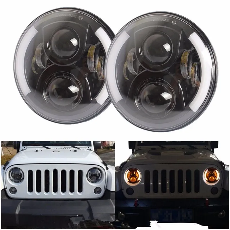 Светодиодные фары для Jeeps Wrangler 7 дюймов круглые Автомобильные ближний свет
