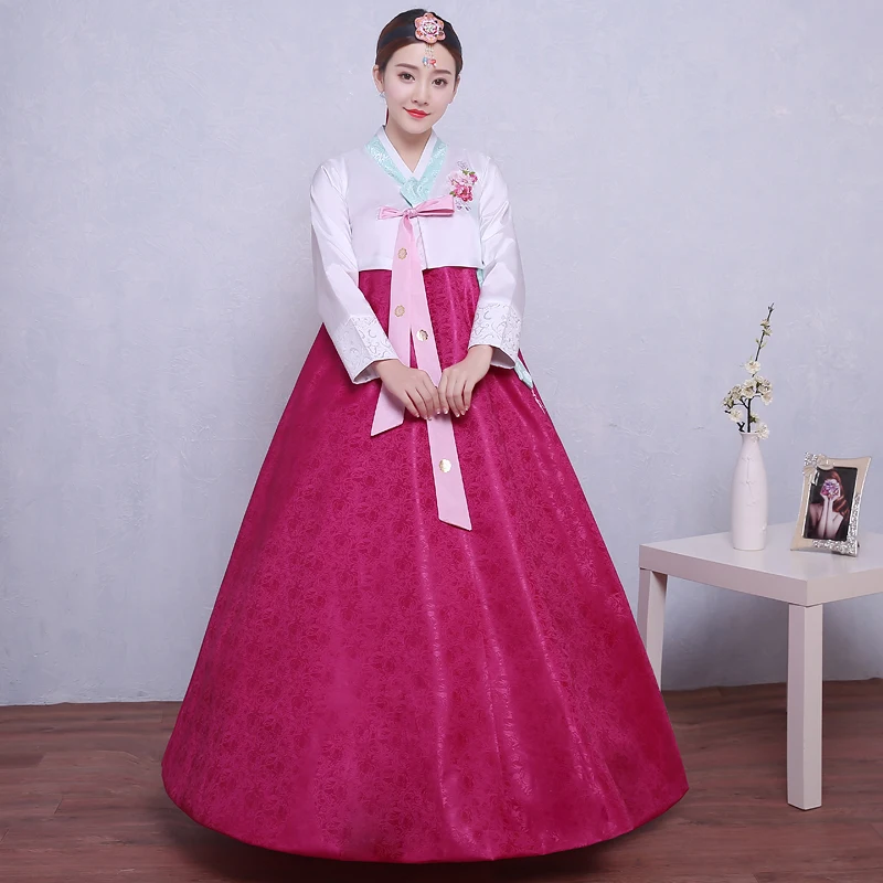 

Multicolor Lady Large Kroean Minority Dance Costume Traditional Court Hanbok Dress Female Traditional Korean Dance Costume 89