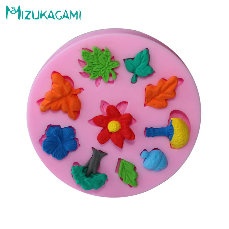 Помадка торт Силиконовая форма лист маленький цветок трава печать плесень