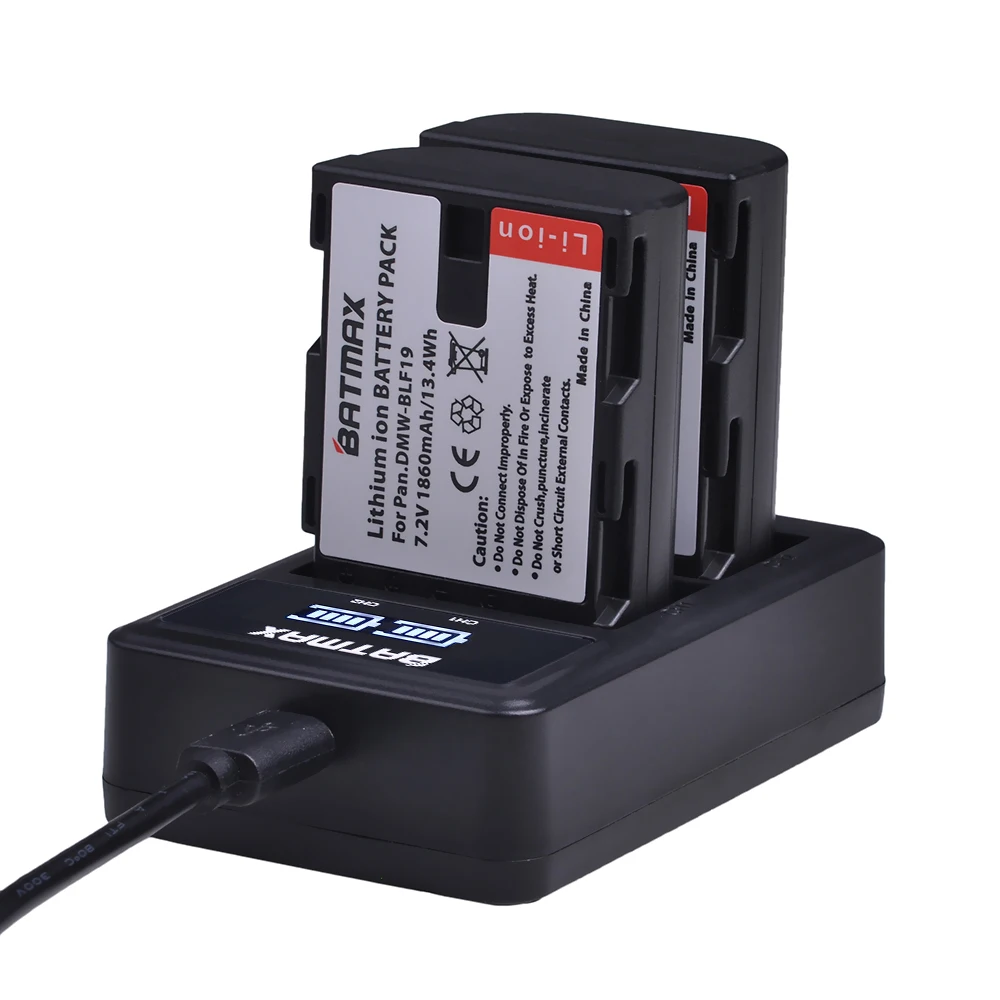 

Batmax DMW-BLF19 DMW BLF19 BLF19E DMW-BLF19e battery +LED Dual USB Charger for Panasonic Lumix GH3 GH4 GH5 DMW-BLF19PP