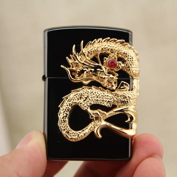 Заправляемые газовые сигареты Chief Golden Dragon керосиновые кремень бензин Винтаж