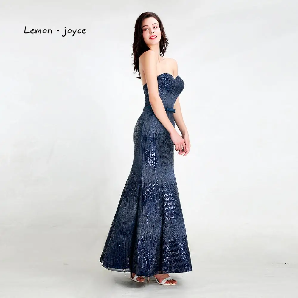 Lemon joyce темно-синие вечерние платья Длинные 2020 сексуальные с открытой спиной