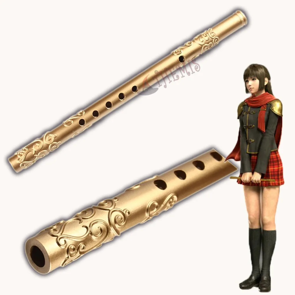 Аниме флейта Опора Final Fantasy Тип 0 двойка Косплэй золотой рис PU смолы игрушки
