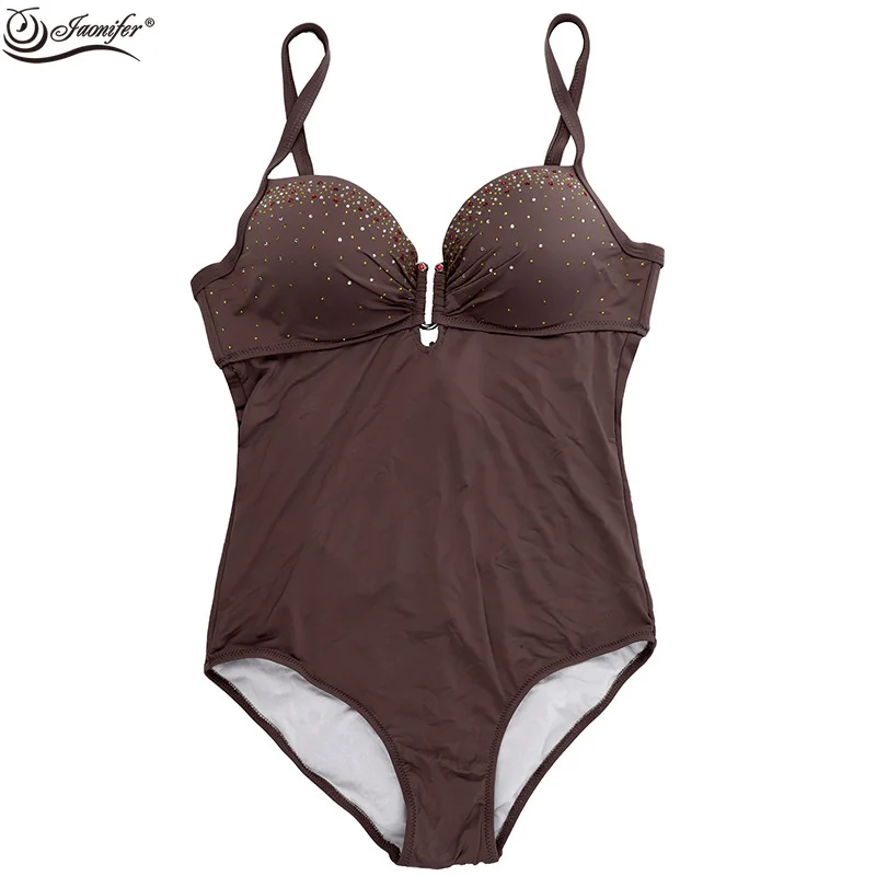 Coffee Hot Drilling Big Size Plus Fertilizer Steel Bracket Conjoined Triangle Women's Bathing Suit | Спорт и развлечения