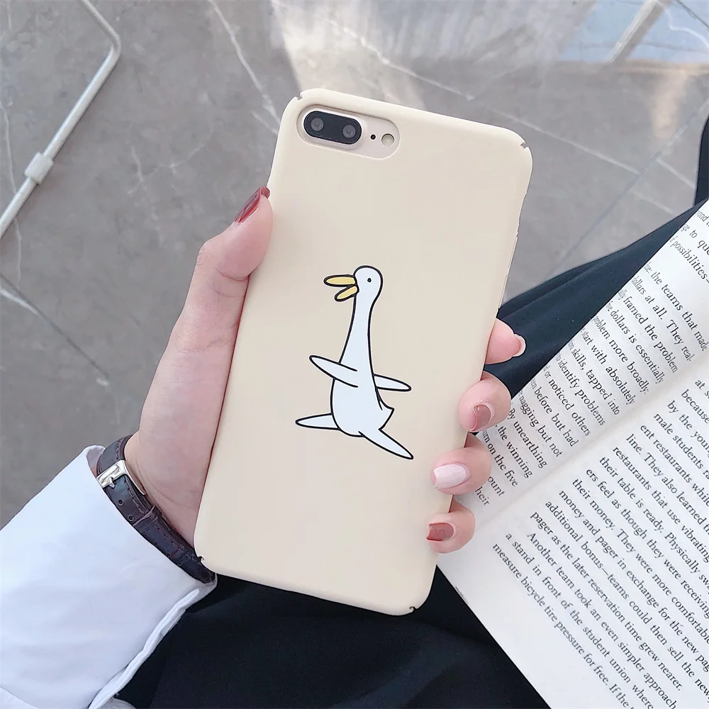 Простой жесткий чехол для iPhone 6 6S 7 8 Plus с милым гусиным узором Матовый