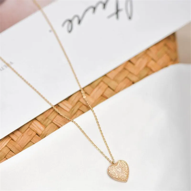 Trendy Gold Color Heart Charm Pendant Necklace for Women Simple Thin Chain Chokers Chic Long Necklaces Girls Accessories | Украшения и