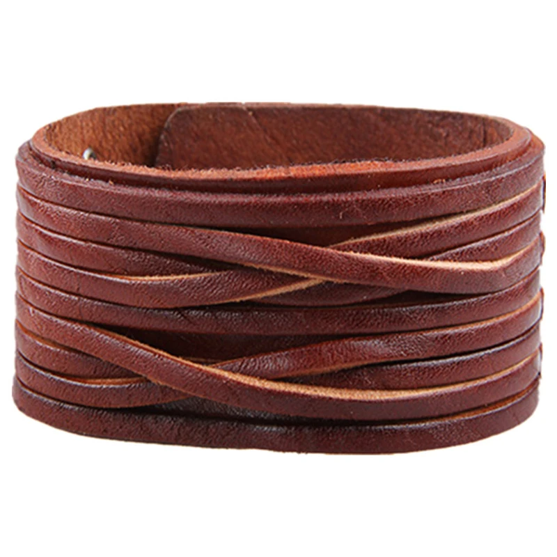 ZMZY Fashion Punk Men/Women Multi Braided Wide PU Leather Bracelet Wristband Jewelry Cuff Bangle Black/Brown Wrap Bracelets Gift | Украшения