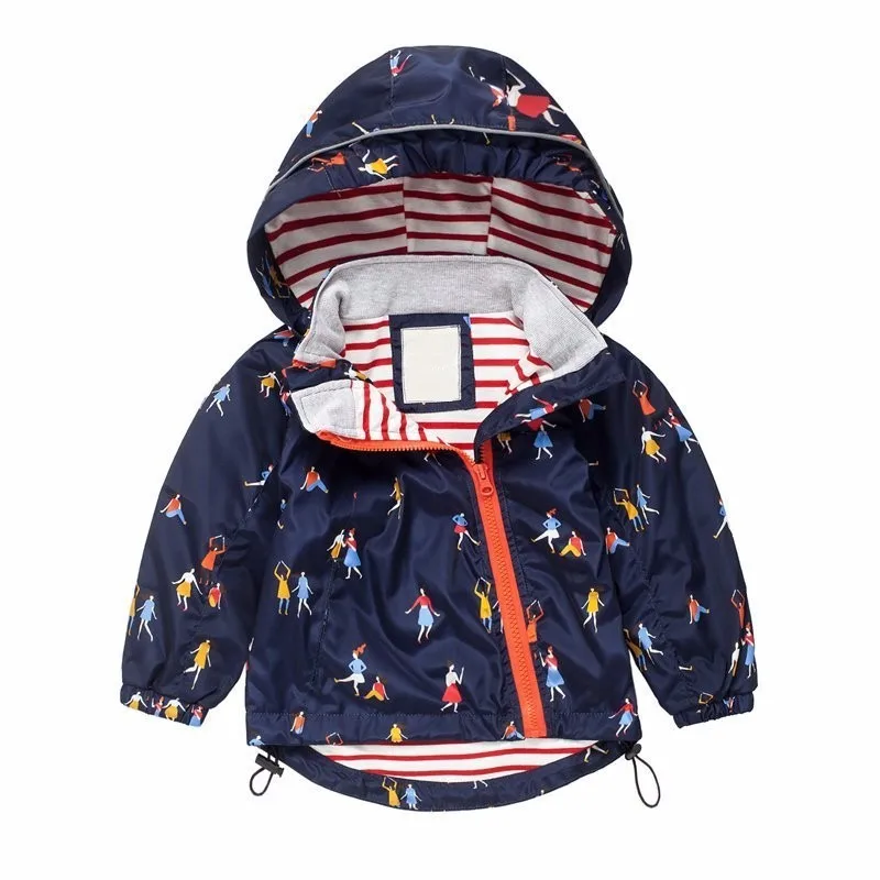 LILIGIRL Baby Boys Jacket Hooded Print Girls Windbreaker for Children's Tops Clothes Coat Waterproof Plus Velvet Kids Jackets | Детская