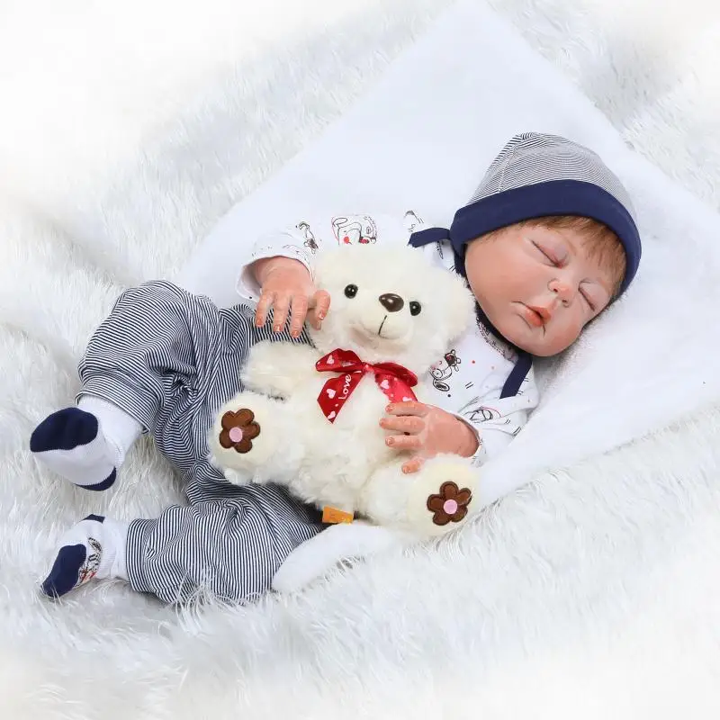 

23" Full Silicone reborn baby dolls Super Realistic 3 Month Newborn Baby boy dolls children gift bebe realistic reborn bonecas