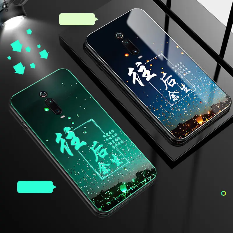D Lu mi nous чехол для телефона для Xiao mi Red mi K20 Pro Чехол светящаяся задняя крышка из закаленного стекла для Xiao mi Red mi K20 Pro mi 9T Pro Чехол - Цвет: D