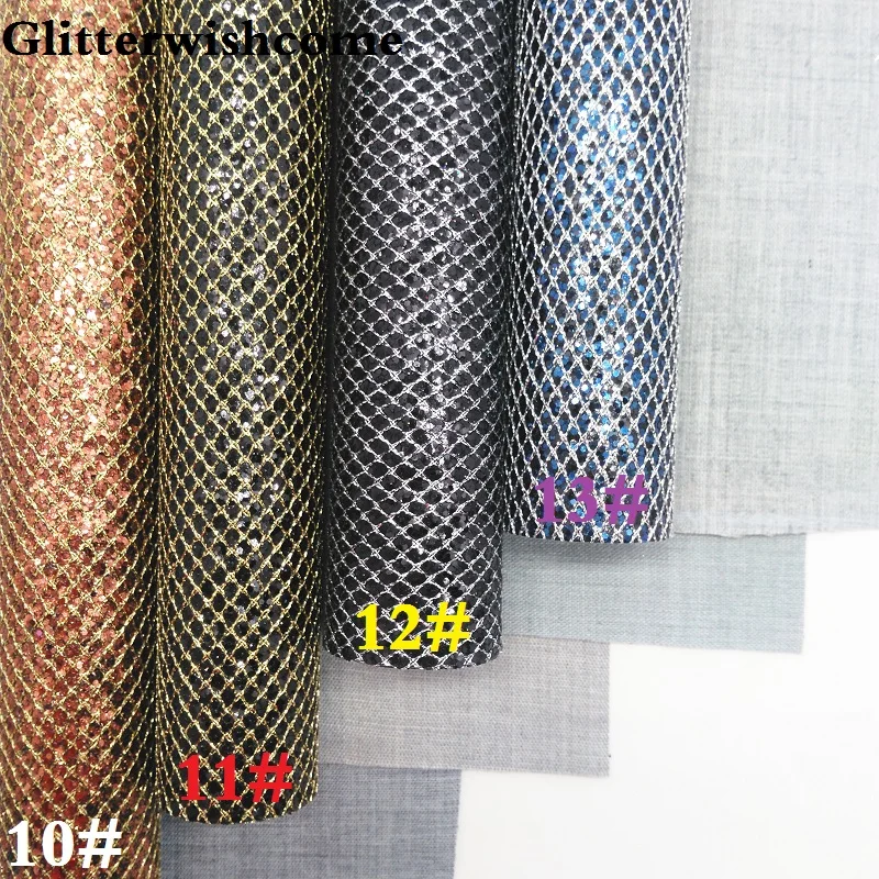 Glitterwishcome 21X29 см A4 Размеры виниловые обои для банты Лазерная Звезда Сетка блестящая кожаная ткань винил для банты, GM195A