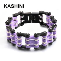 punk big stainless steel bicycle chain purple black bracelets bangles motorcycle chain bracelet women biker jewelry wholesale
