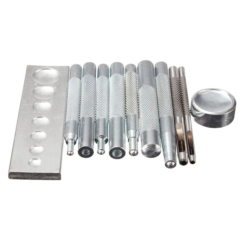 

11pcs Leathercraft Tool Die Punch Snap Rivet Setter Base Kit Set Diy Type 633/655/831/201 GHS99