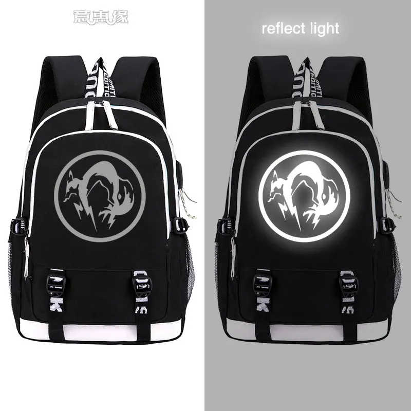 Светящийся рюкзак в стиле аниме с металлическим снаряжением модный игровой для
