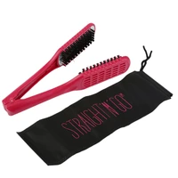 ceramic straightening comb double sided brush clamp hair hairdressing natural fibres bristle hair comb hairstylig tool