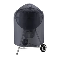 outdoor waterproof round kettle bbq grill barbecue cover black polyester protector uv resistant easy cleaning durable