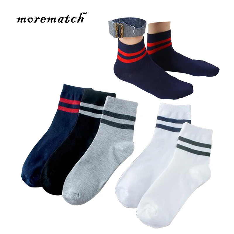 Morematch 1 пара осенние зимние мужские носки до щиколотки полосатые манжеты