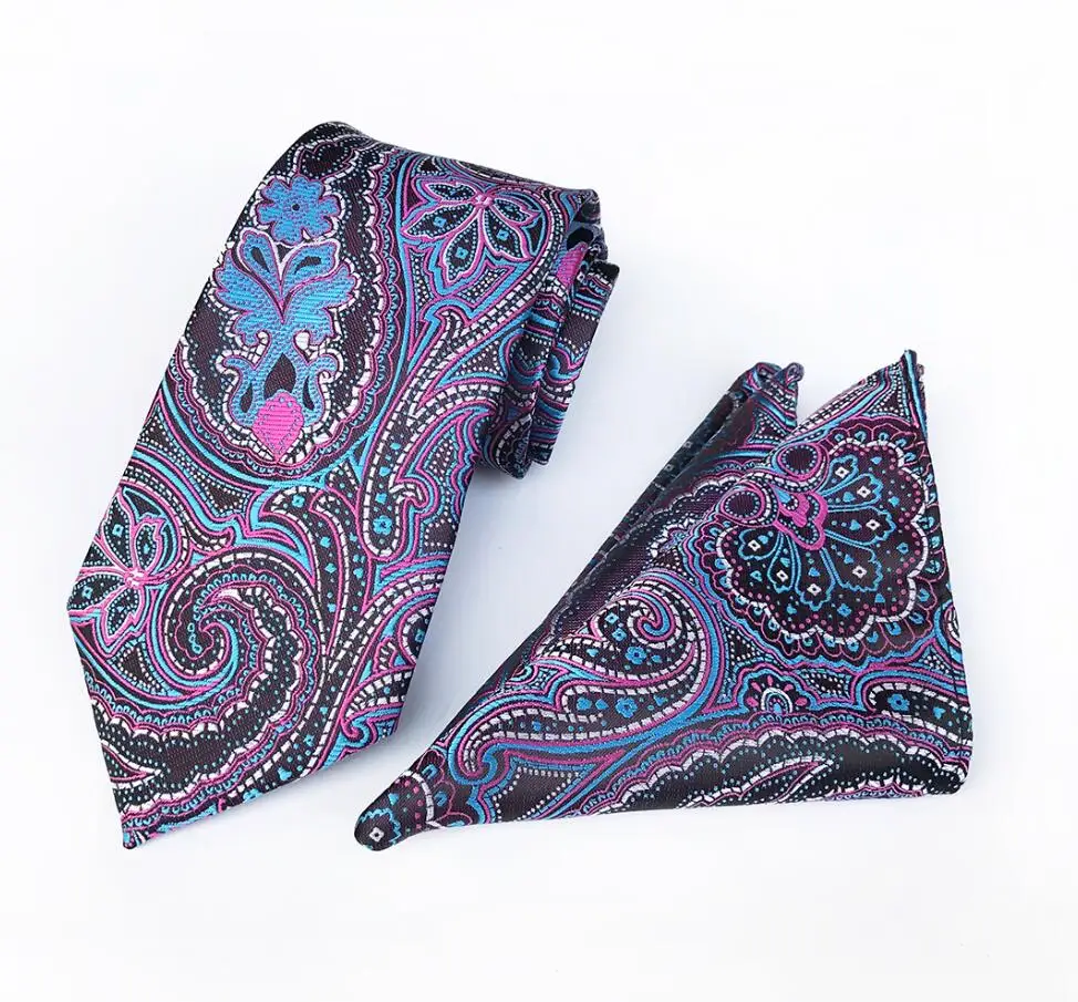 Gusleson 8 см классический галстук Hanky набор для мужской, карманный, квадратный плед Пейсли Цветочные жаккардовые галстуки для мужчин галстук платок Набор - Цвет: 08