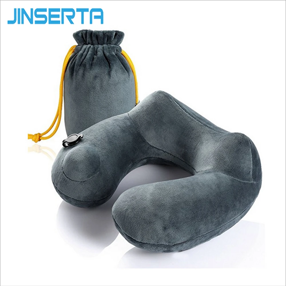 Автоматическая надувная подушка JINSERTA U-образная 3D портативная Бархатная для шеи