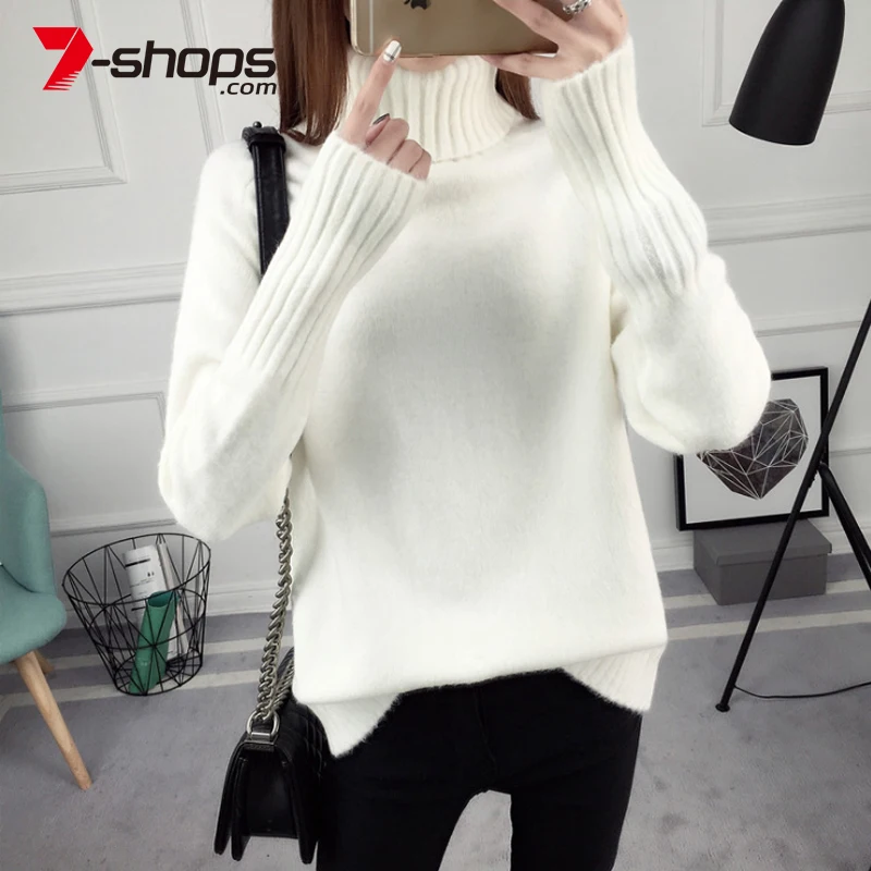 

AECU Women Knitted Sweaters Pullovers Turtleneck Warm Women Sweater Femme Pull High Elasticity Soft Lady Pullovers Sweater