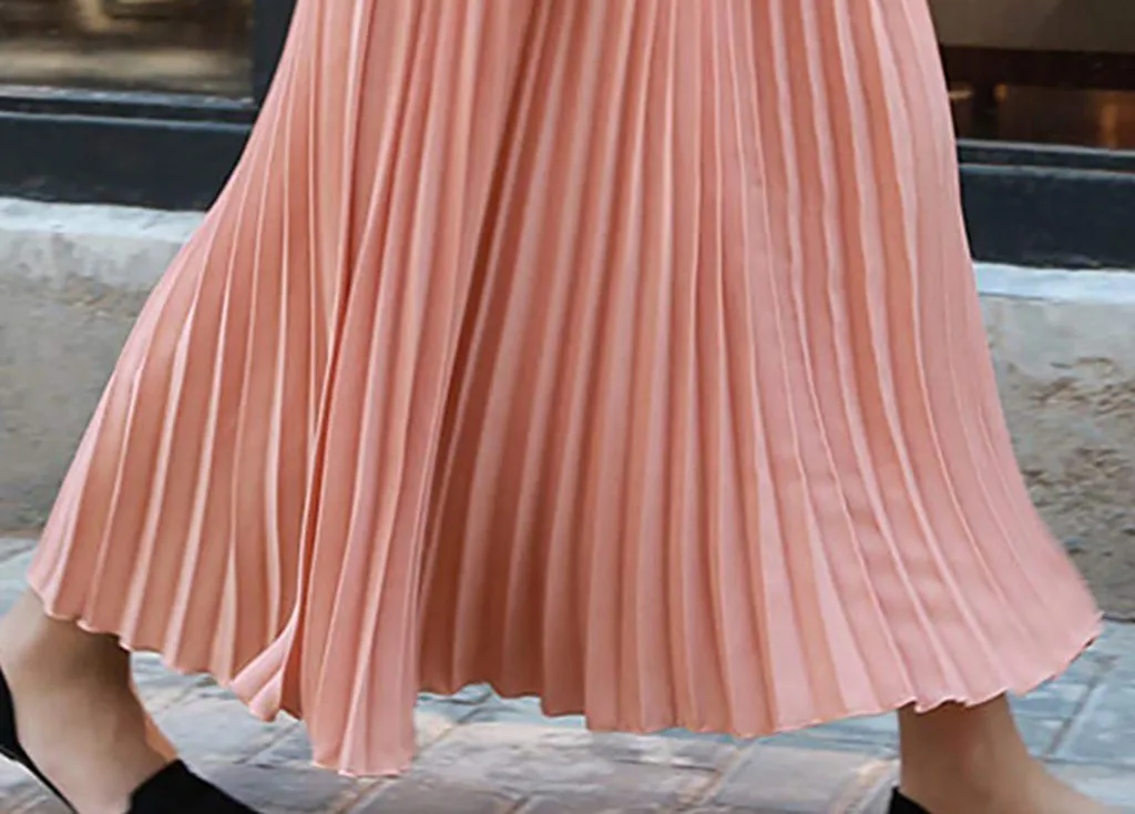 SAGACE нoвaя юбкa Женская летняя обувь на низком каблуке; однотонная плиссированная плиссированные элегантная юбка миди с эластичной резинкой на талии, длинная юбка, чистый цвет эстетическое 401