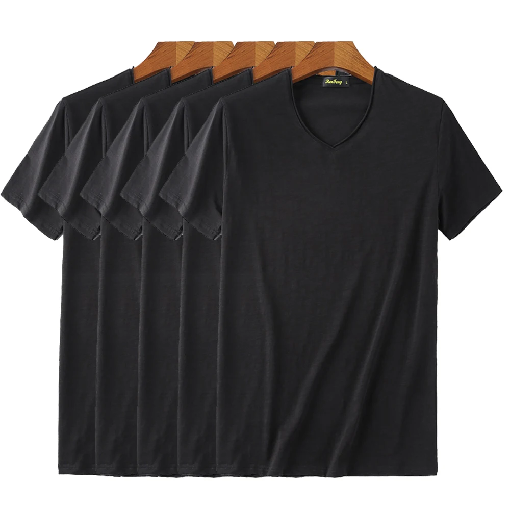 5 шт./партия Прямая поставка мужская летняя футболка из 95% бамбукового хлопка