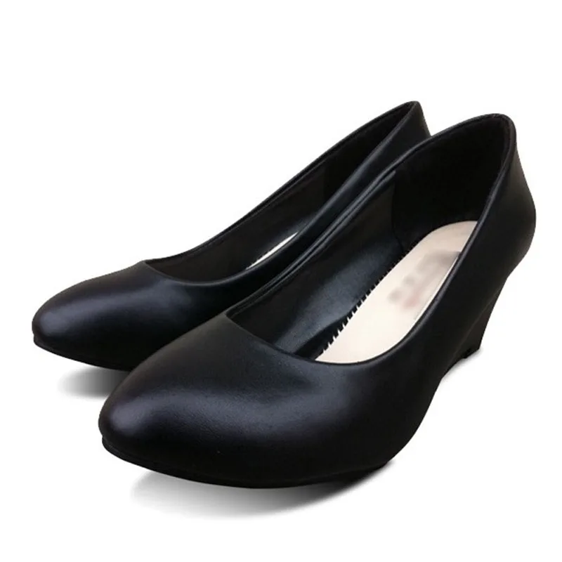 2018 Мода 5 см пикантные черные клинья высокие каблуки для Для женщин насосы с