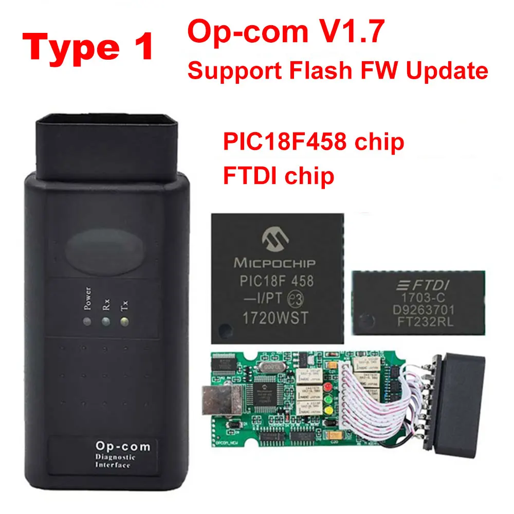 Op-com V1.7/V1.78/V1.99 с PIC18F458 и FTDI чип OBDII считыватель кода для Opel Op com CAN BUS интерфейс obd2 диагностический инструмент - Цвет: V1.7 support update