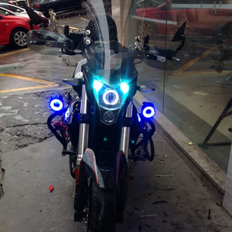 2 шт. 125 Вт мото rcycle головной светильник W/Angel Eye Devil 3000LM Moto Точечный U7 LED для вождения