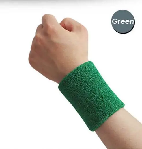 Green 2 12 цветов, 2 размера, для спортзала, йоги, хлопковые напульсники против пота, спортивные Напульсники, поддержка запястья, Напульсник для тенниса, бадминтона, бега, 1 шт - Цвет: Green 2