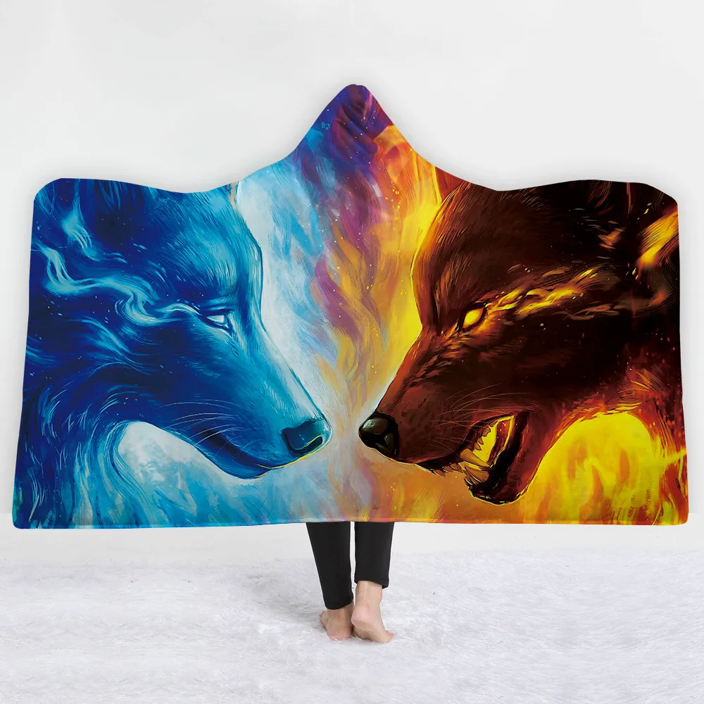 Medusa alienate wolf hooded fleece blanket wind proof wearable kids room fine decoration | Дом и сад