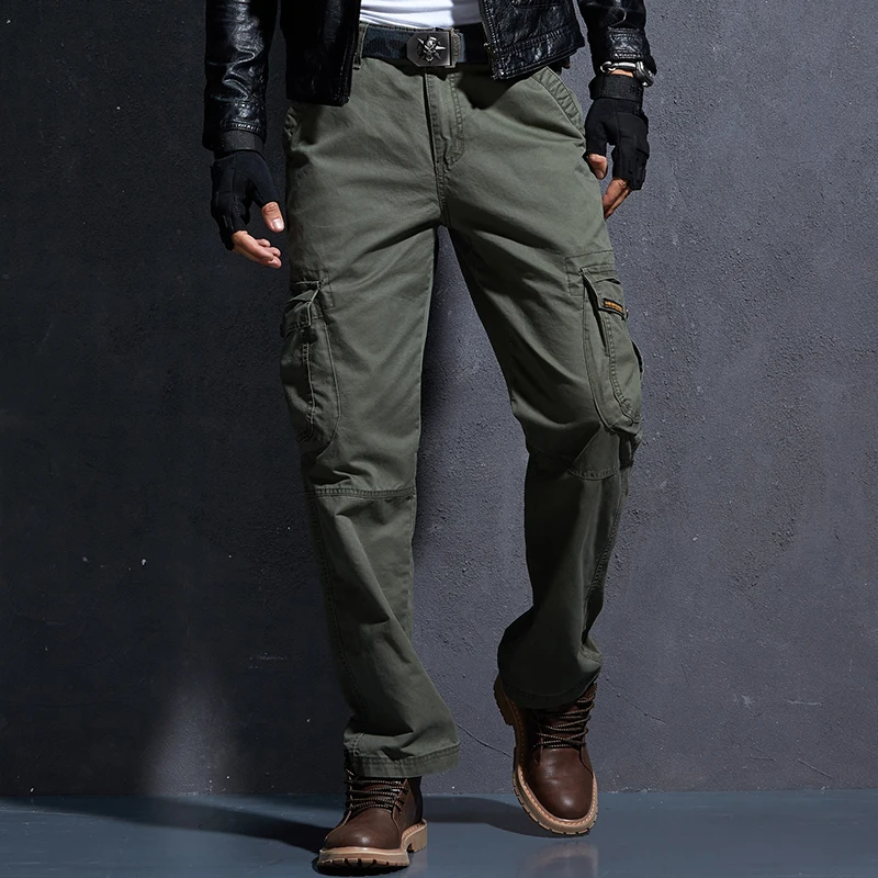 Мужские брюки-карго в стиле милитари зеленые мешковатые тактические брюки