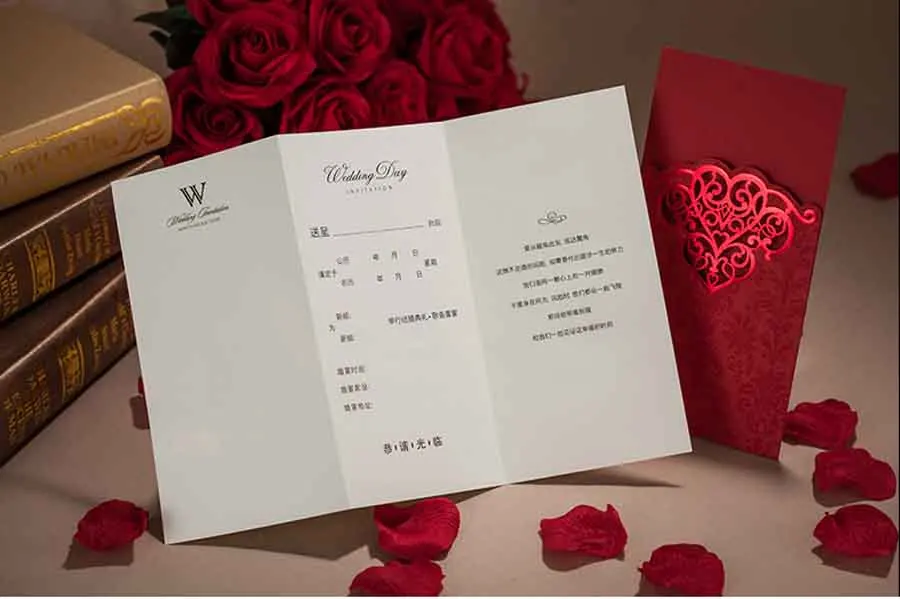 Набор свадебных приглашений с лазерной гравировкой 1 шт. горячей штамповкой