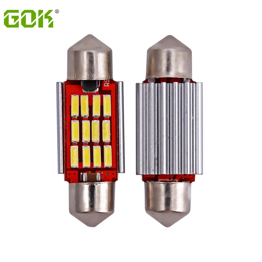 2 шт./лот светодиодная гирлянда 36 мм 39 41 купольная 12SMD 4014 CANBUS для салона автомобиля