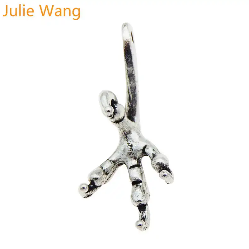 Julie Wang 10 шт. Орлан цвет под старину серебро птица коготь сплав серьги браслет