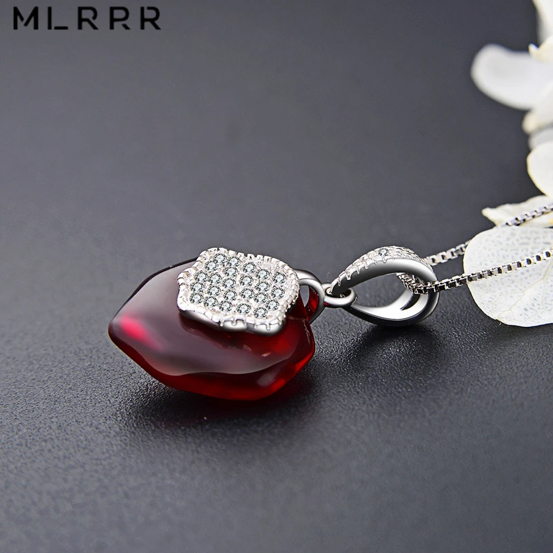 MLRRR Sterling 925 Silver Jewelries Elegant Simply Red / Pink Purple Crystals Pendant for Necklace Chain and DIY | Украшения и