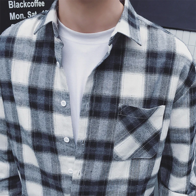 Camisa social masculina 2019 Осенние новые мужские рубашки с длинным рукавом slim fit