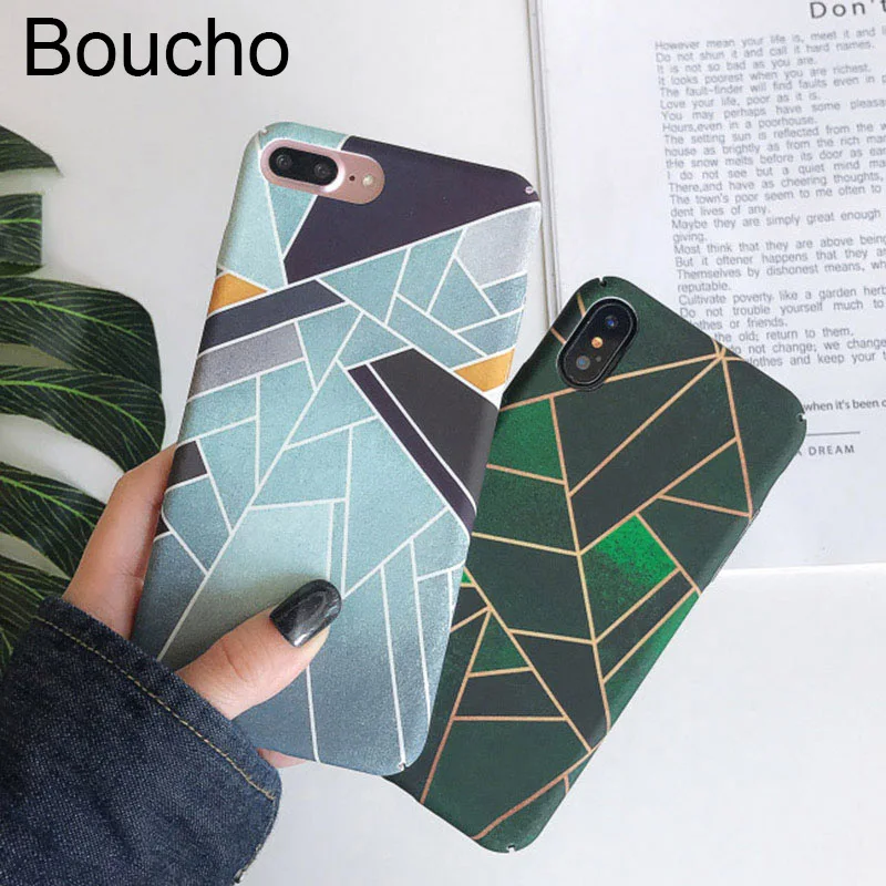 Модный художественный геометрический чехол для телефона Boucho iPhone 8 6 6S 7 Plus X скраб