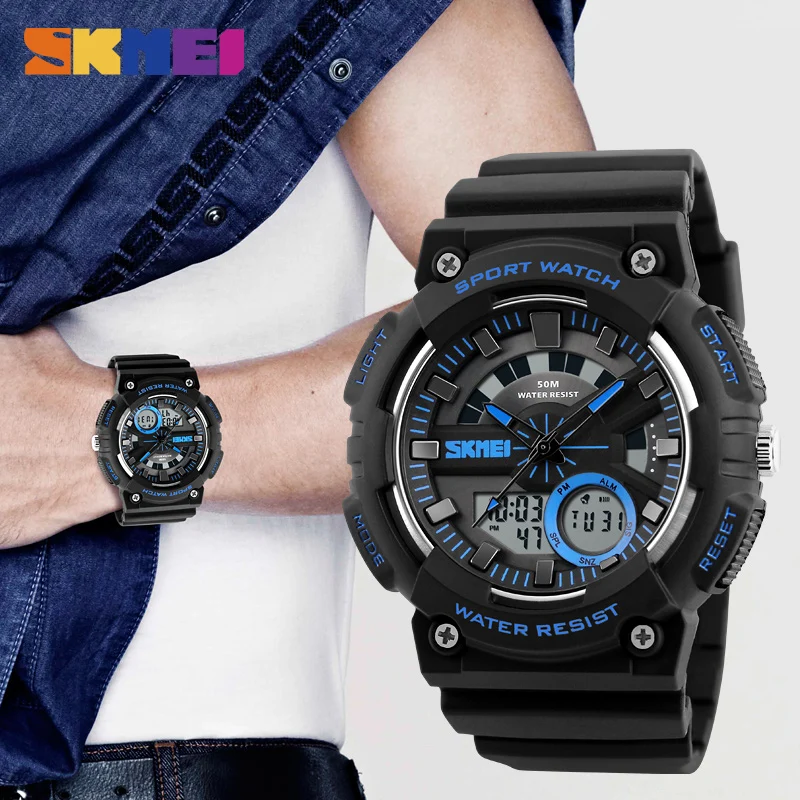 SKMEI спортивные часы для улицы мужские модные Chrono 5 бар водонепроницаемые с