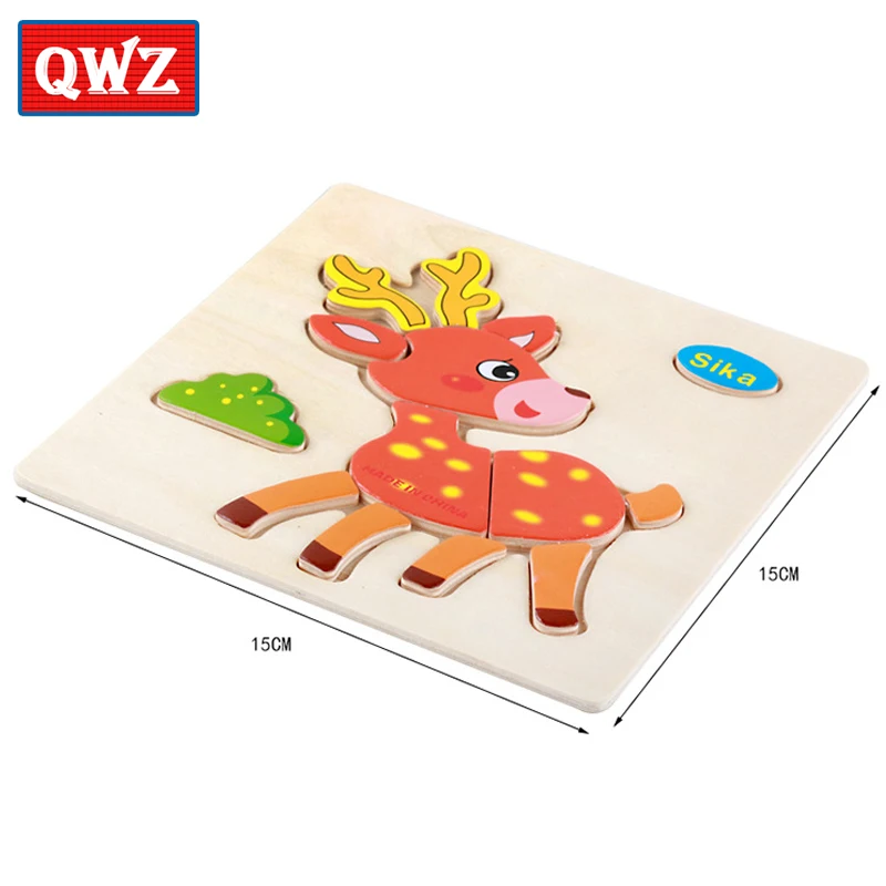 QWZ детские игрушки деревянные головоломки милый мультфильм животных интеллект Дети образовательный мозговой тизер детская танграмма паззл в форме подарки